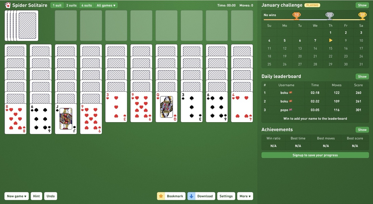 Spider Solitaire 2 Suits